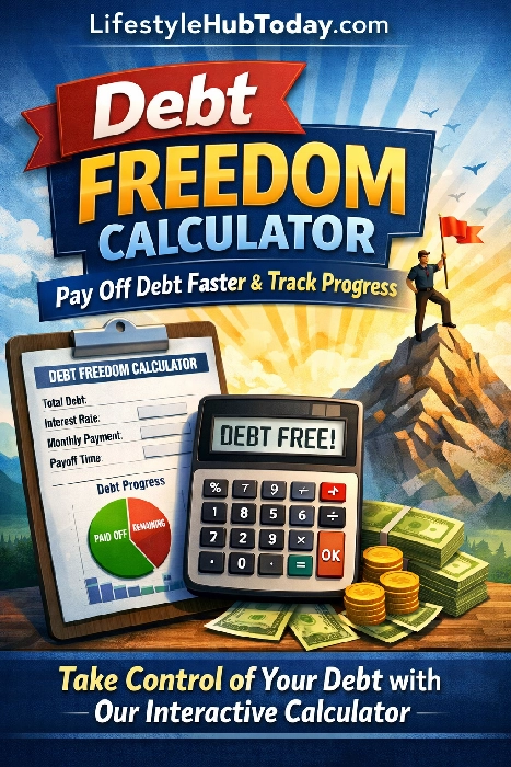Debt freedom calculator for estimating a debt-free date and tracking repayment progress